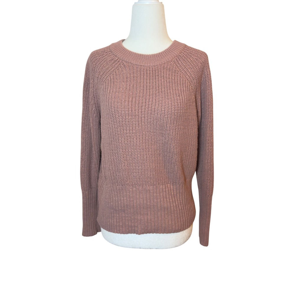 Universal Thread Womens Shaker Knit Crew Neck Sweater Rose Pink Size M Raglan